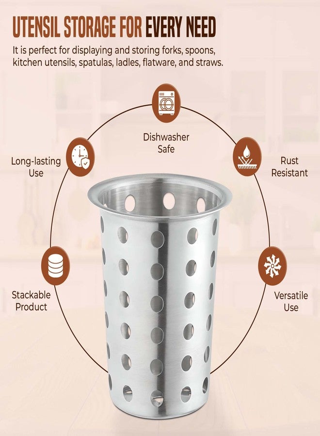 OCSParts OCS Parts Stainless Steel Utensil Drying Cups | Stainless Steel | Set of 3 | Perforated Kitchen Flatware and Silverware Holder - Image 4